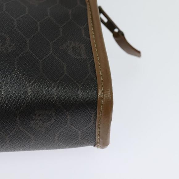 Christian Dior Honeycomb Canvas Pouch PVC Leather Black...